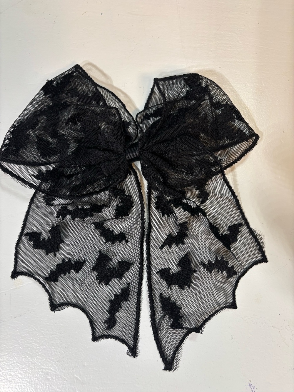 New Black Lace Bat Bow Hair Clip Accessory Halloween Goth